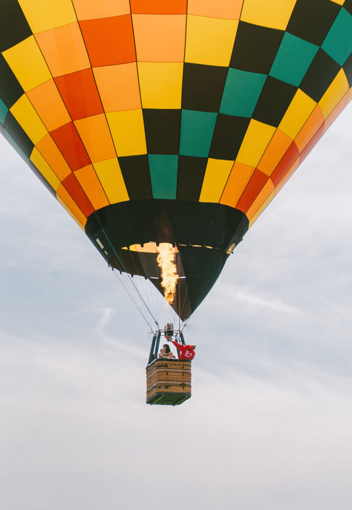 large hot air balloon with fire making it go up